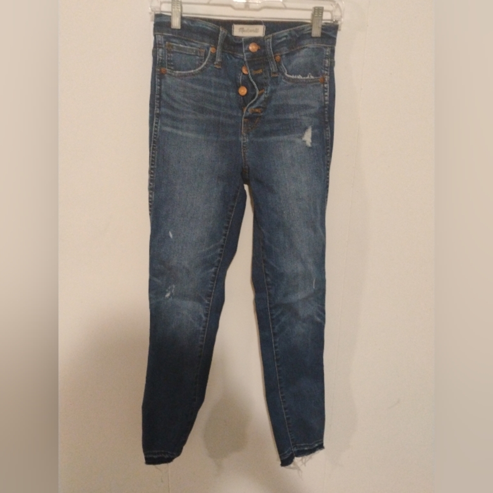 Madewell High Rise Distressed Blue Jeans